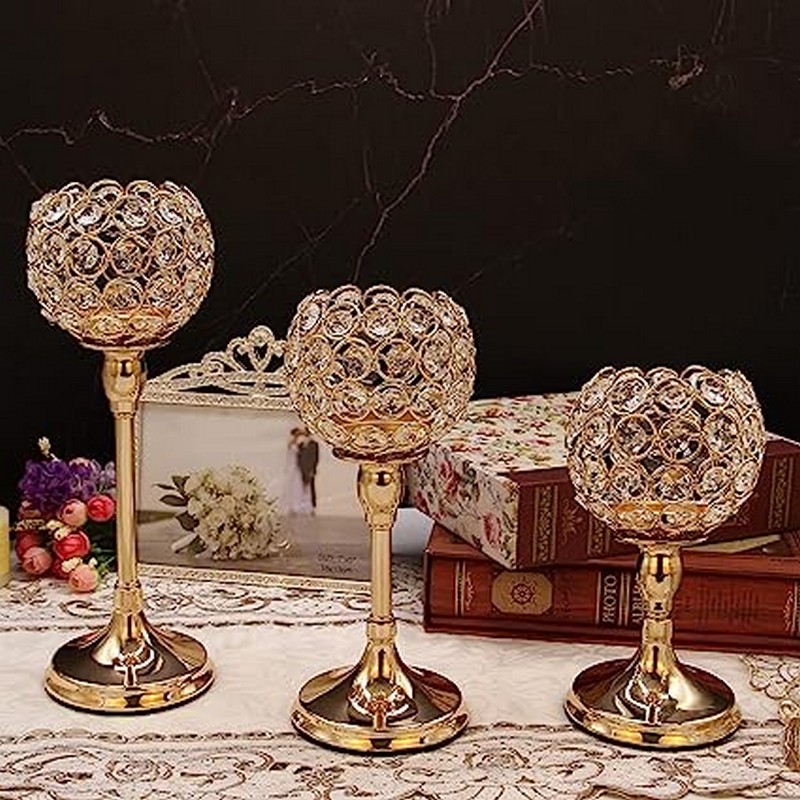 Buy crystal tealight candle holder set of 3 at best price in