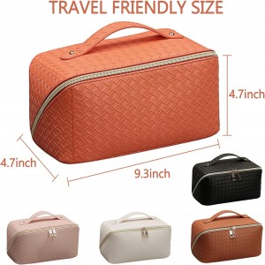 Polyurethane Leather Makeup Bag, Cosmetic Travel Bag Case Large